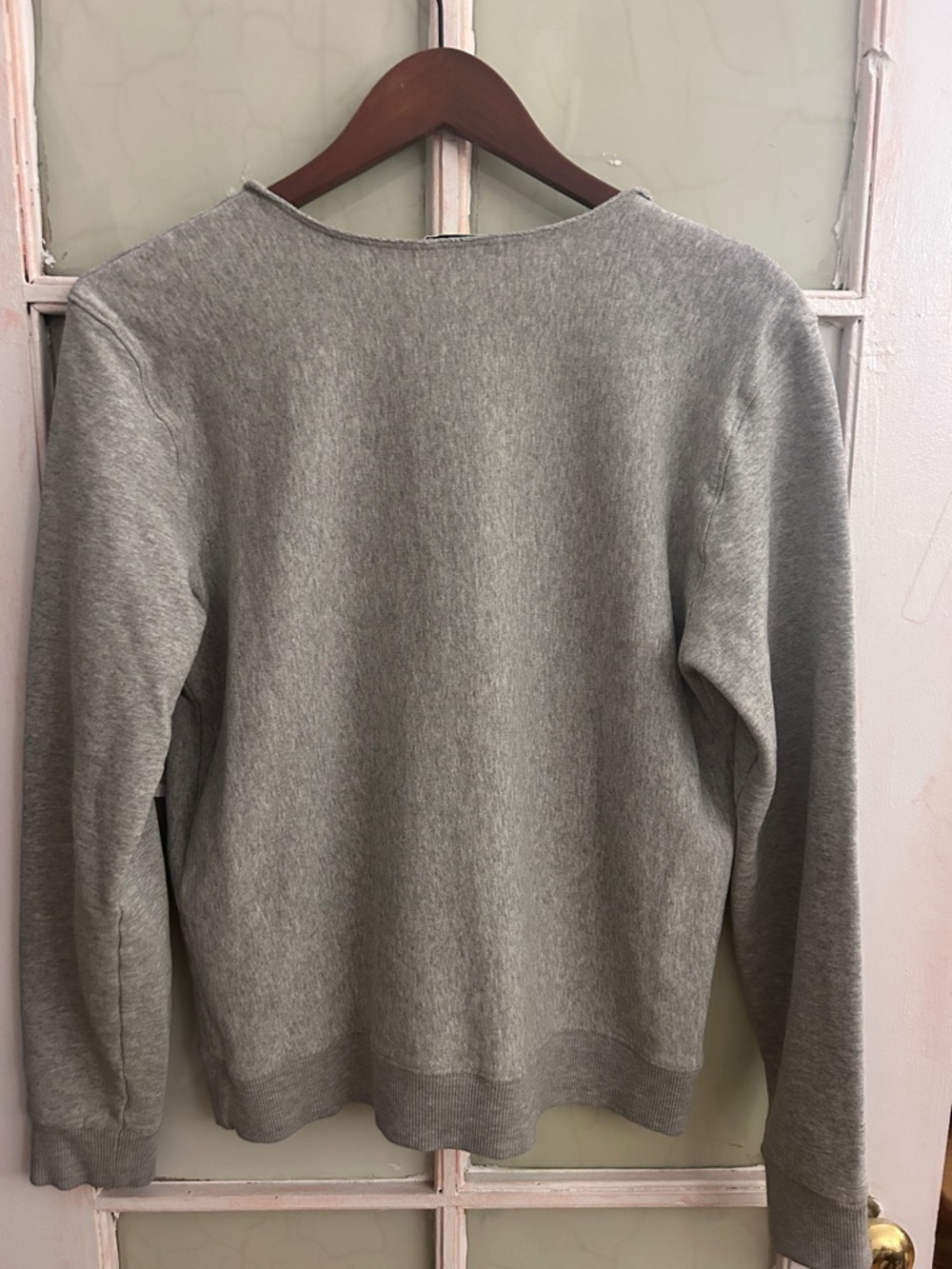 Saint Laurent Paris Gray Lace-Up V-Neck Sweatshirt - Picture 2 of 6